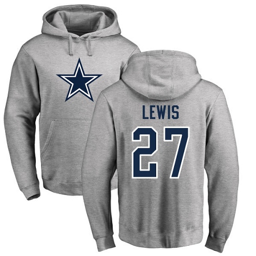Men Dallas Cowboys Ash Jourdan Lewis Name and Number Logo #27 Pullover NFL Hoodie Sweatshirts->dallas cowboys->NFL Jersey
